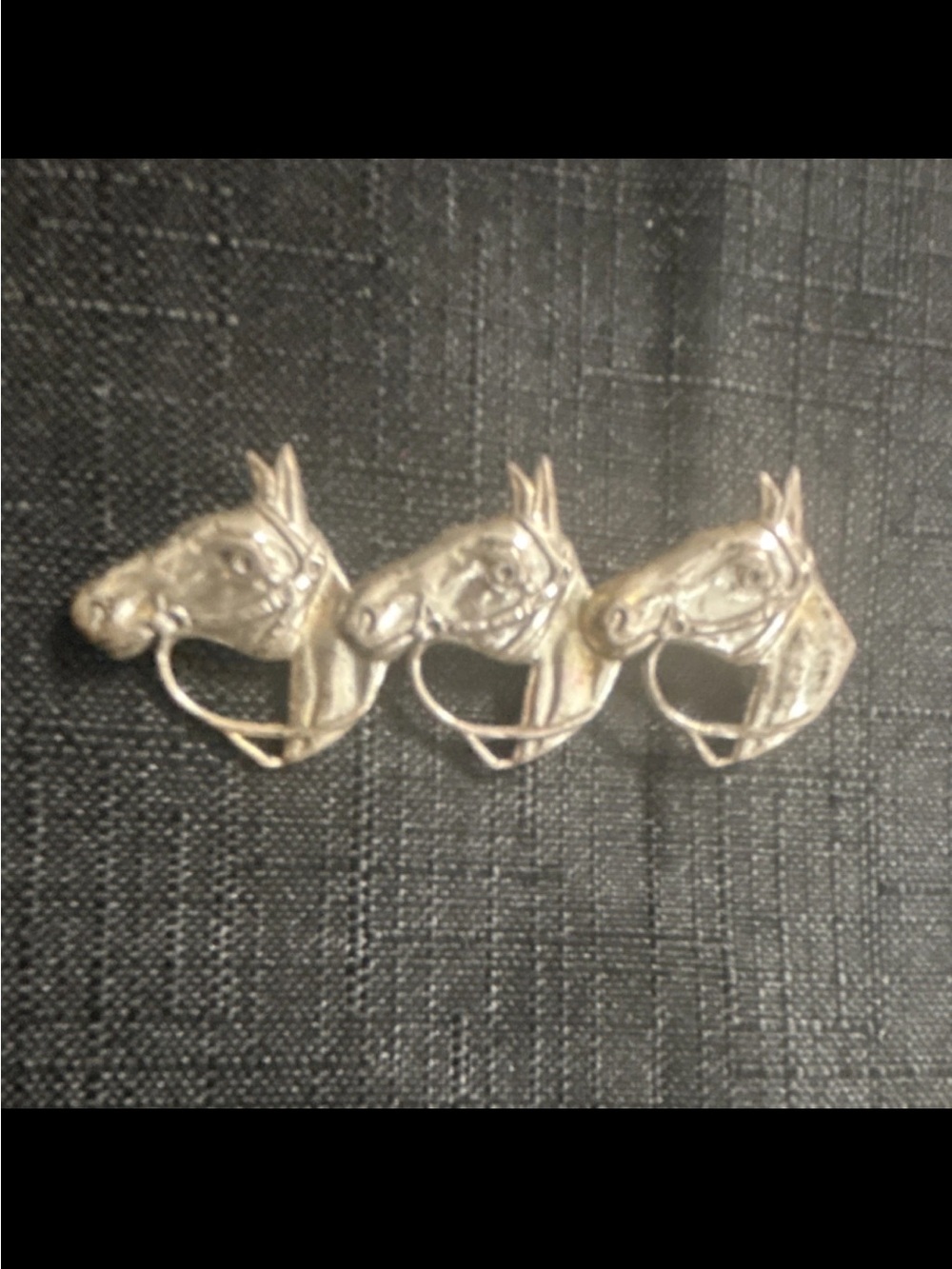 Vintage Beau Sterling Triple Horse Head Brooch Pin - Silver Tone